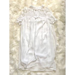 White lace high neck dress